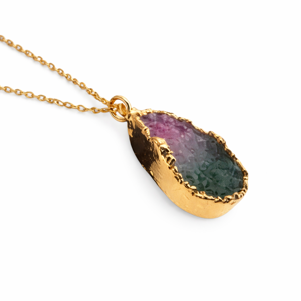 Multicolor Druzy Lariat Necklace