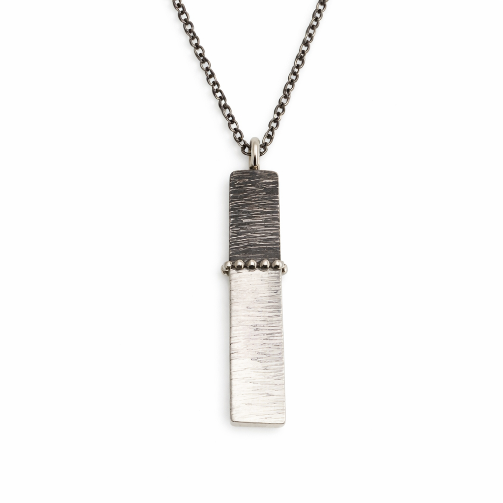 Sterling Silver Hammered Bar Necklace