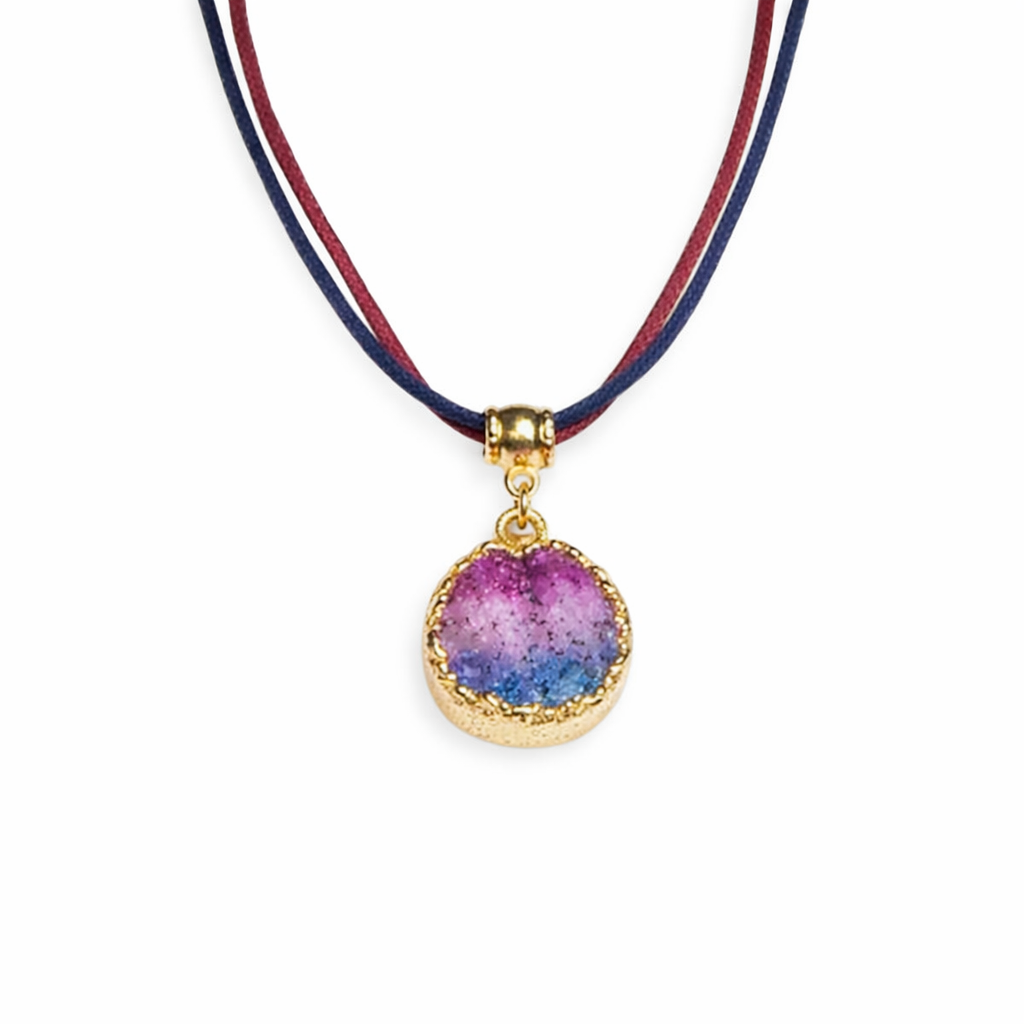 Pink & Blue Druzy Pendant Necklace