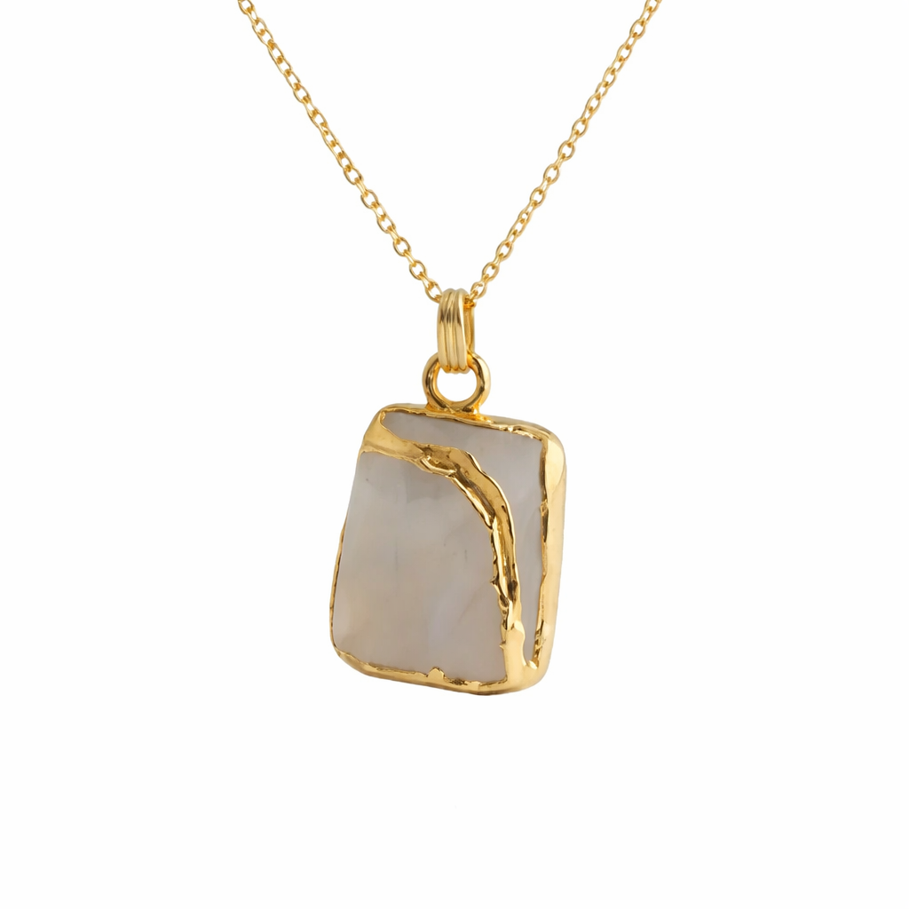 24k Gold Moonstone Pendant Necklace