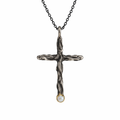 Sterling Silver & 14K Gold Opal Cross Necklace