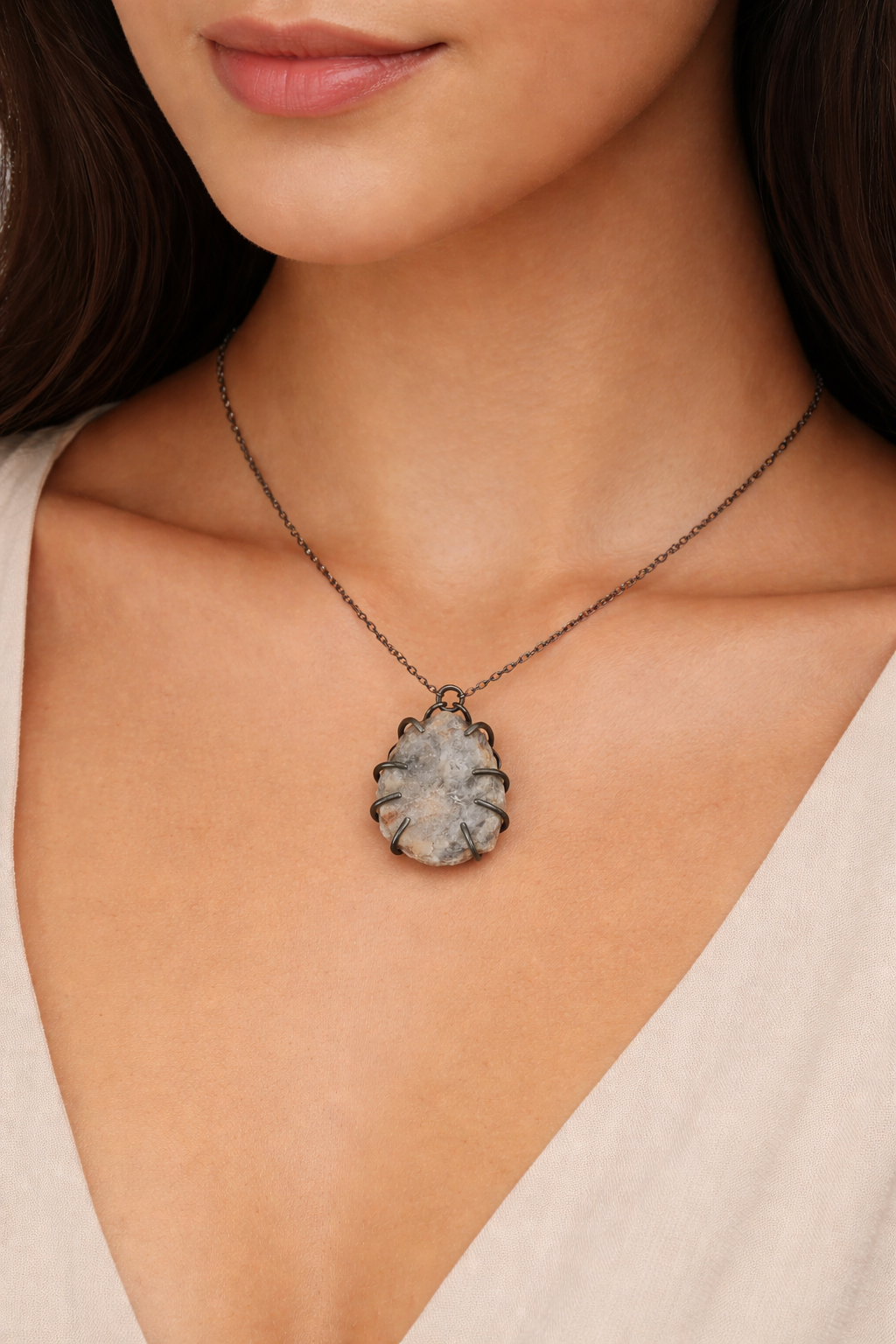 Large Agate Druzy Pendant Necklace