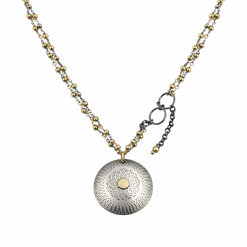 Sterling Silver & Gold Pyrite Necklace