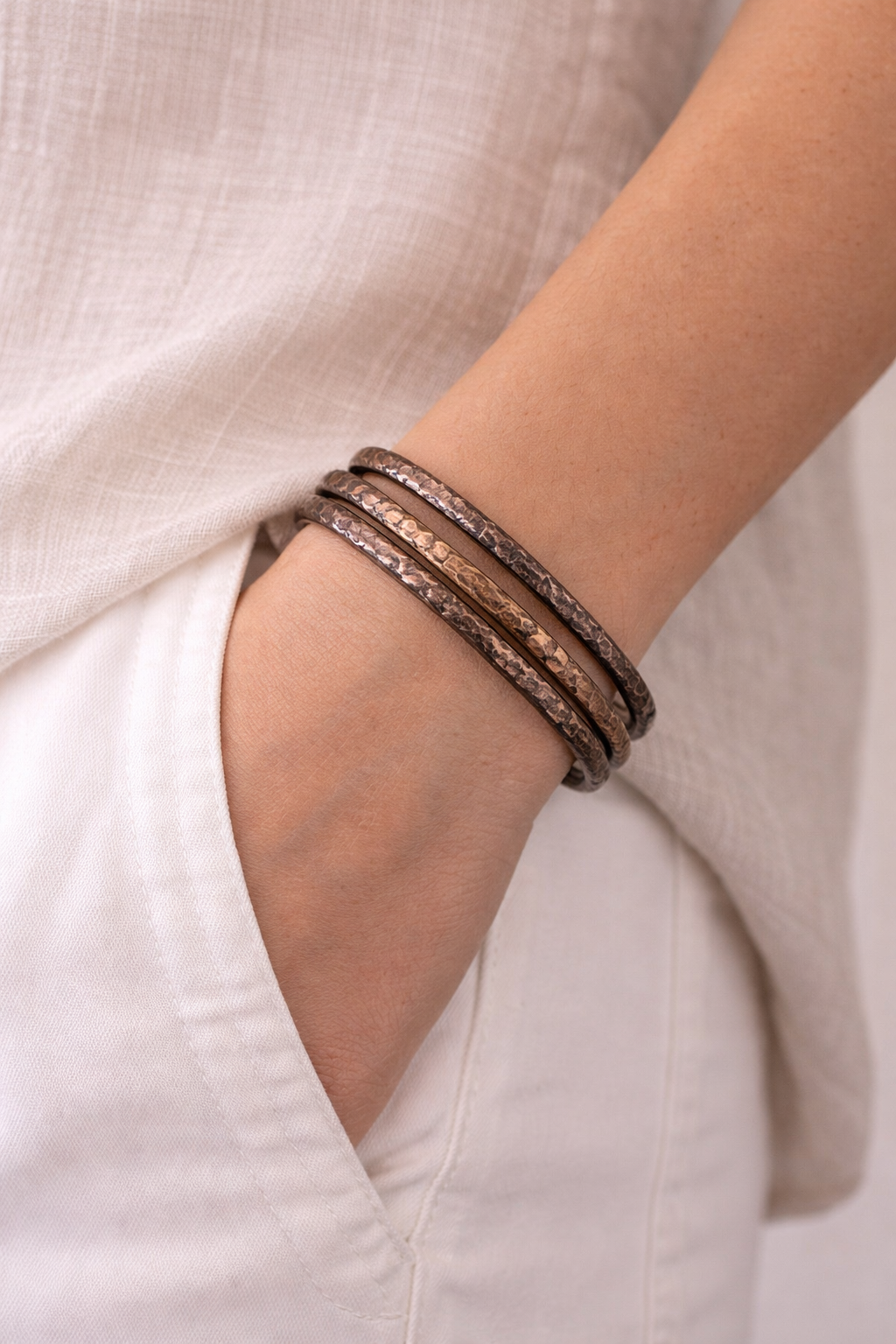 Copper Hammered Bangle Bracelet