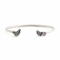 Amethyst Stone Leaf Cuff Bracelet