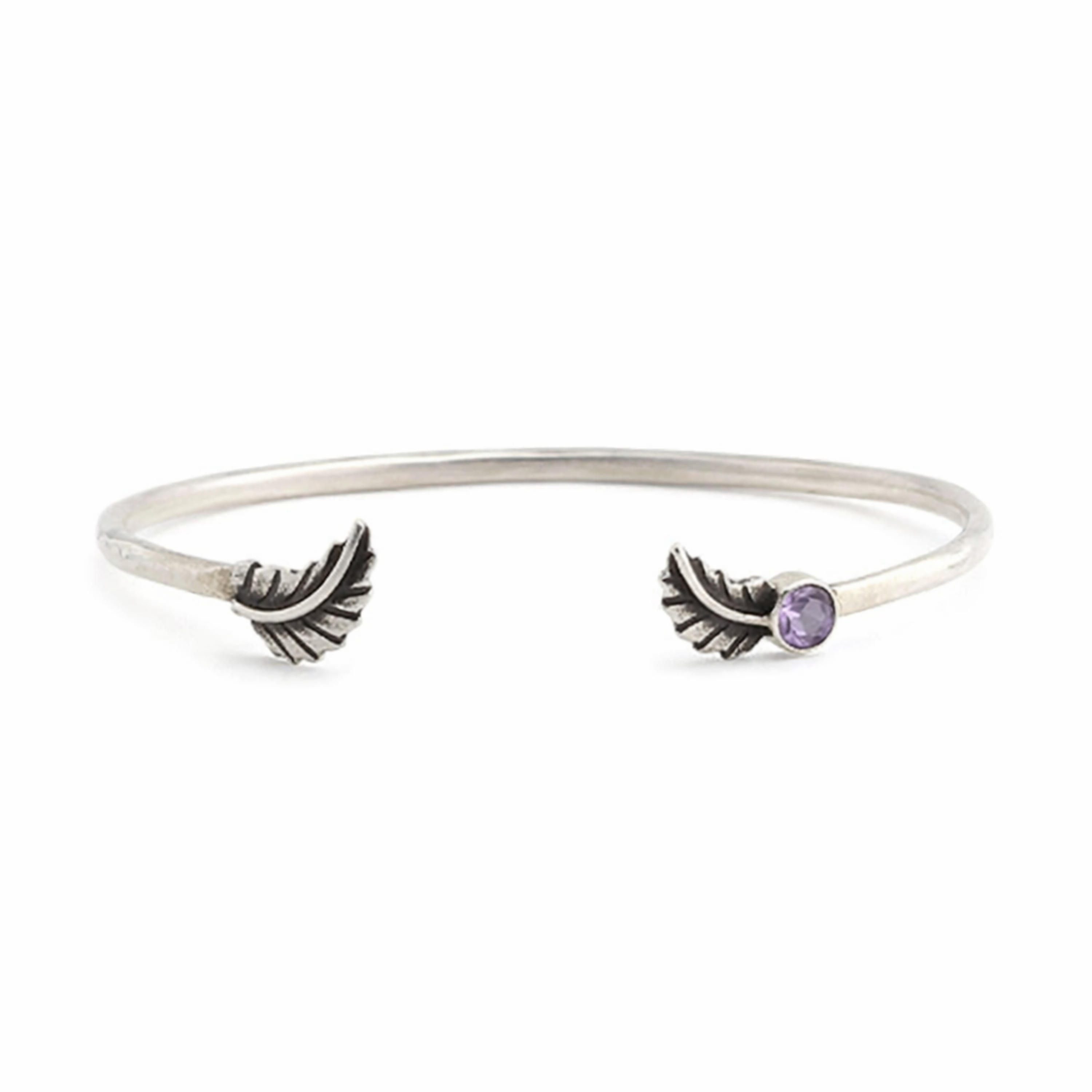 Amethyst Stone Leaf Cuff Bracelet