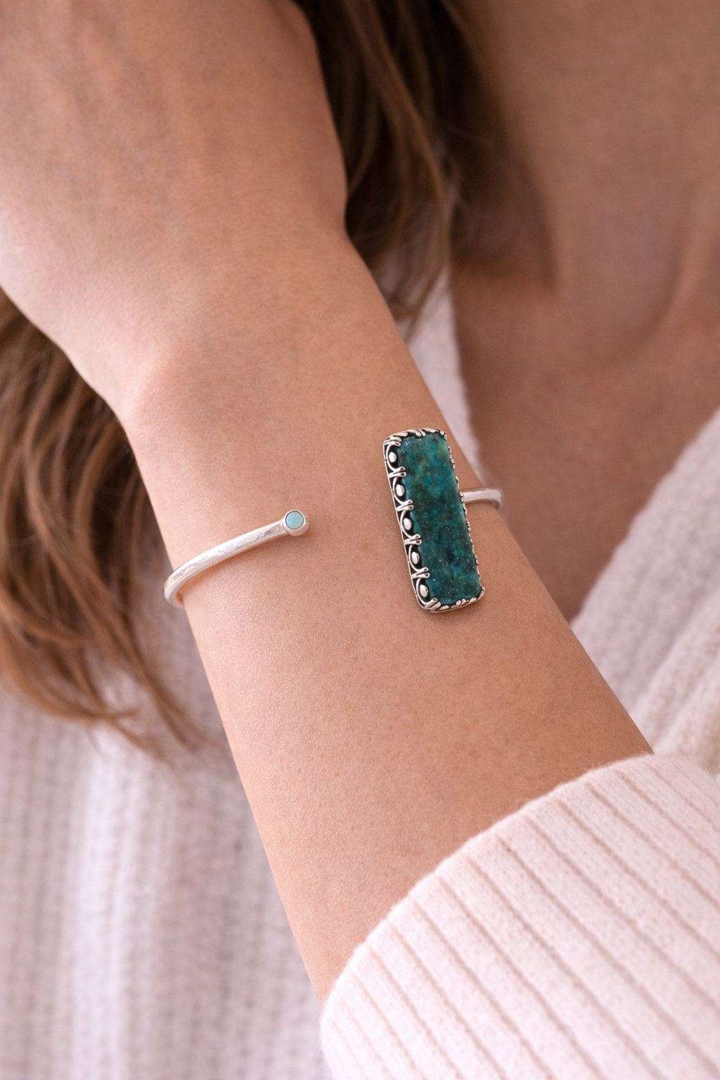 Opal and Chrysocolla Cuff Bracelet