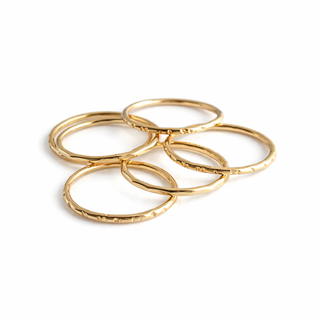 Gold-Filled Hammered Stacking Rings