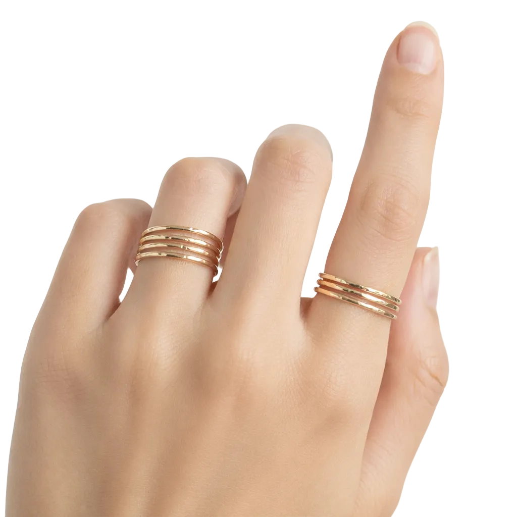 Gold-Filled Hammered Stacking Rings