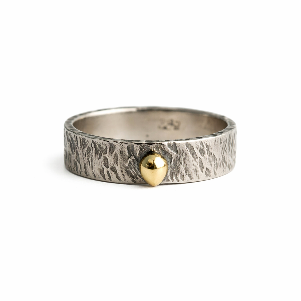 Sterling Silver Gold Dot Band Ring