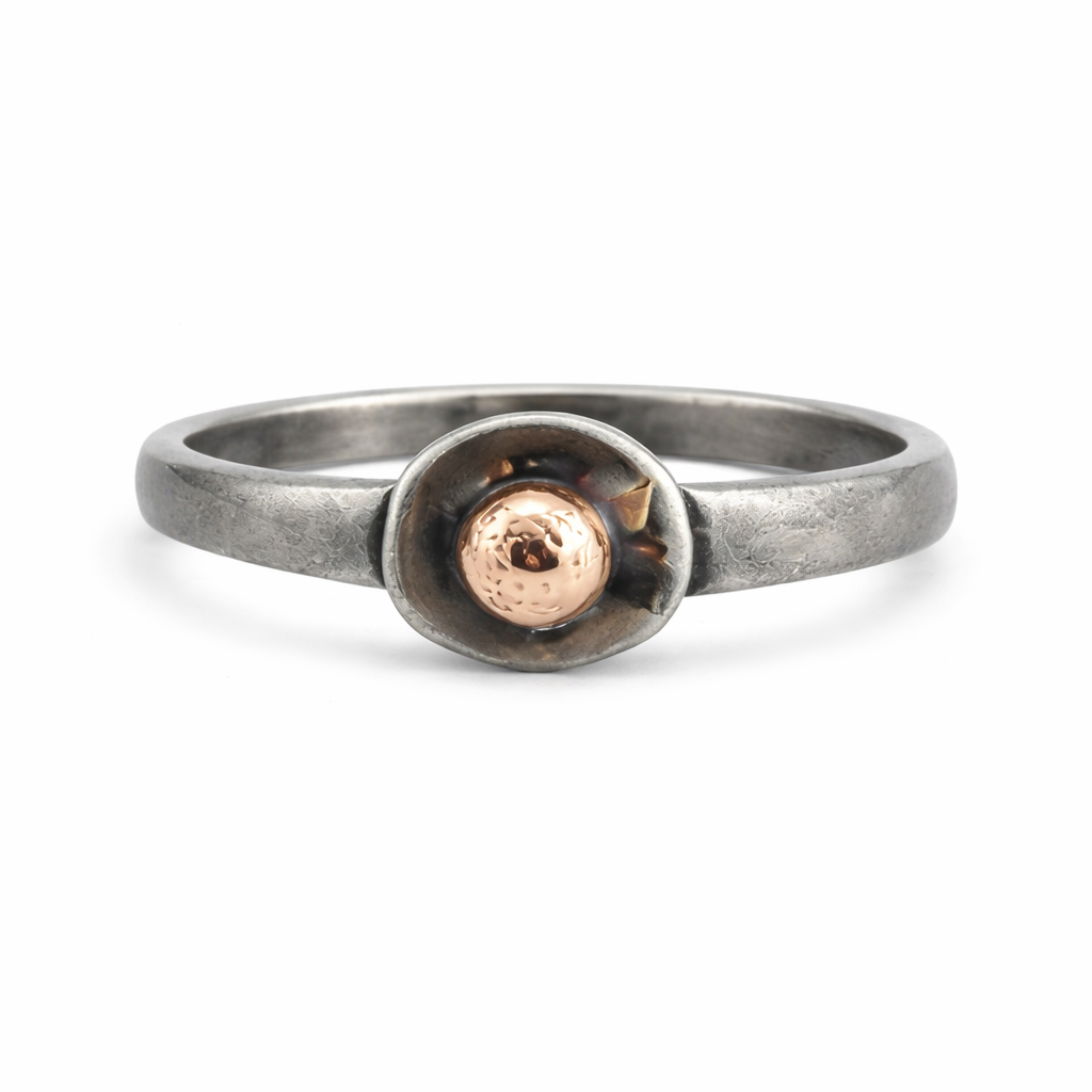 Sterling Silver Rose Gold Dot Ring