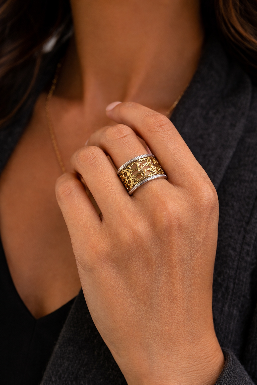 Sterling Silver Gold Infinity Ring