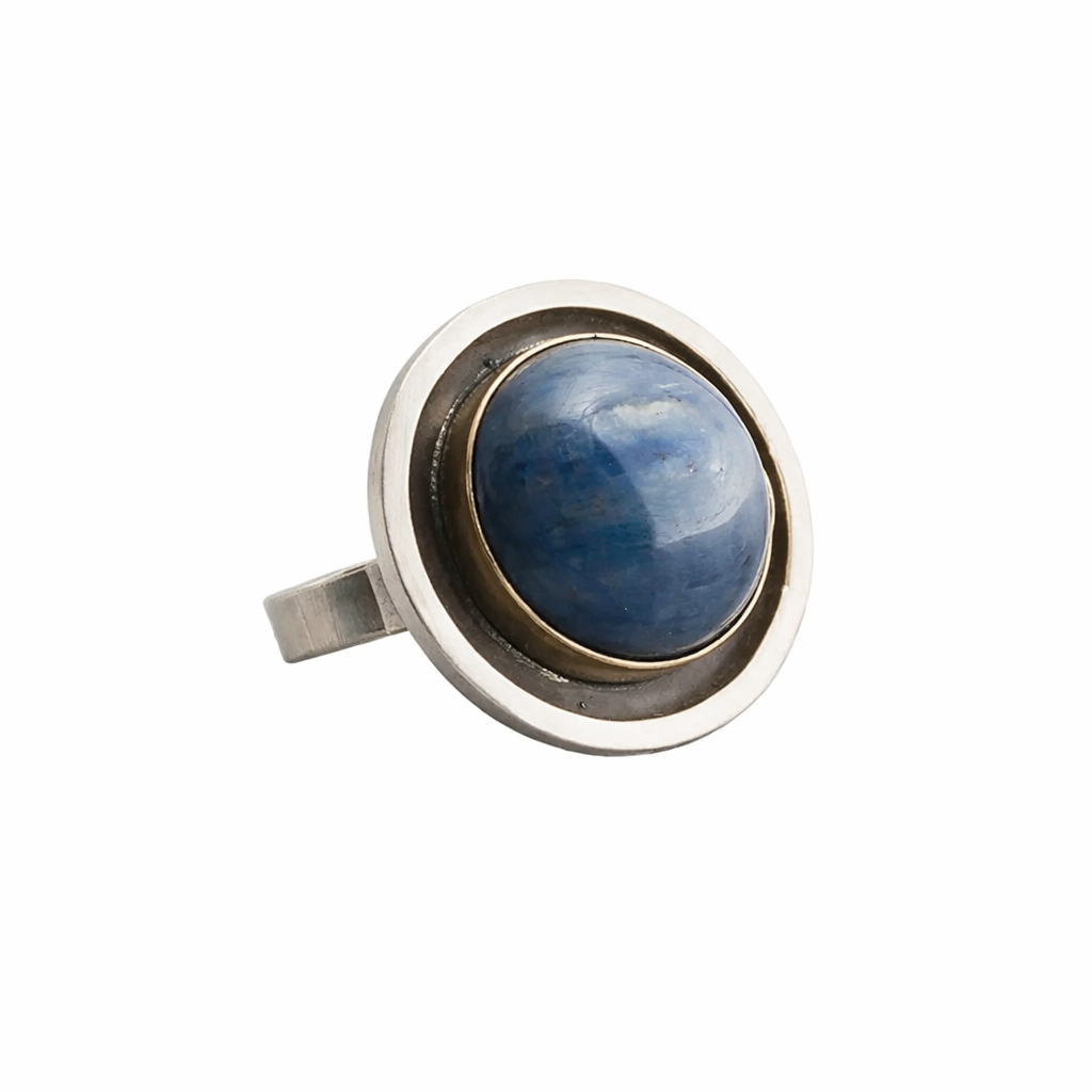 Sterling Silver & 14K Gold Blue Kyanite Ring