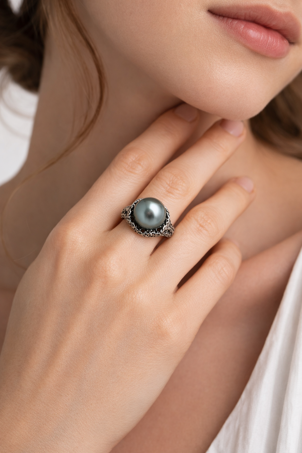 Sterling Silver Tahitian Pearl Ring