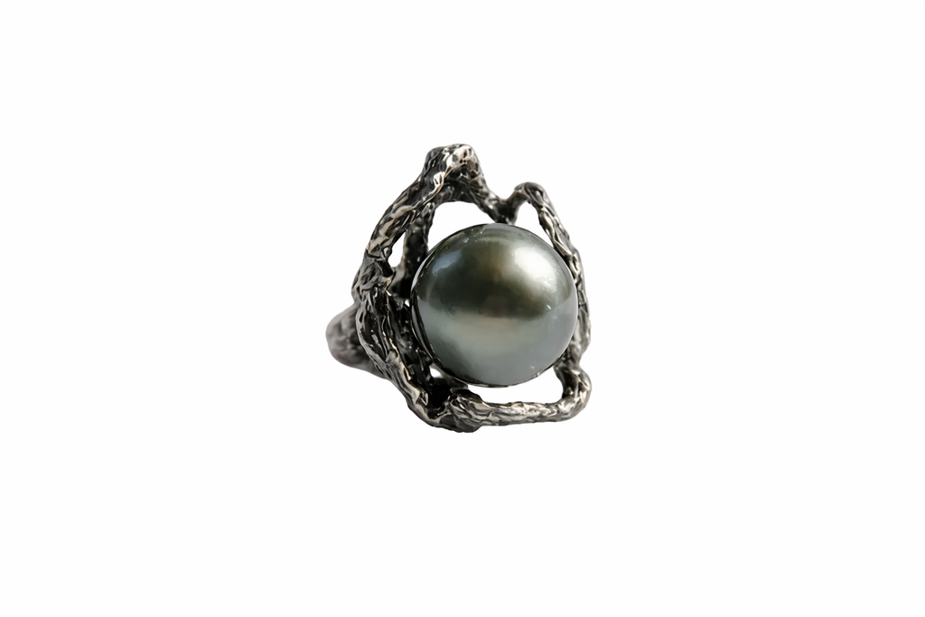 Sterling Silver Tahitian Pearl Cocktail Ring