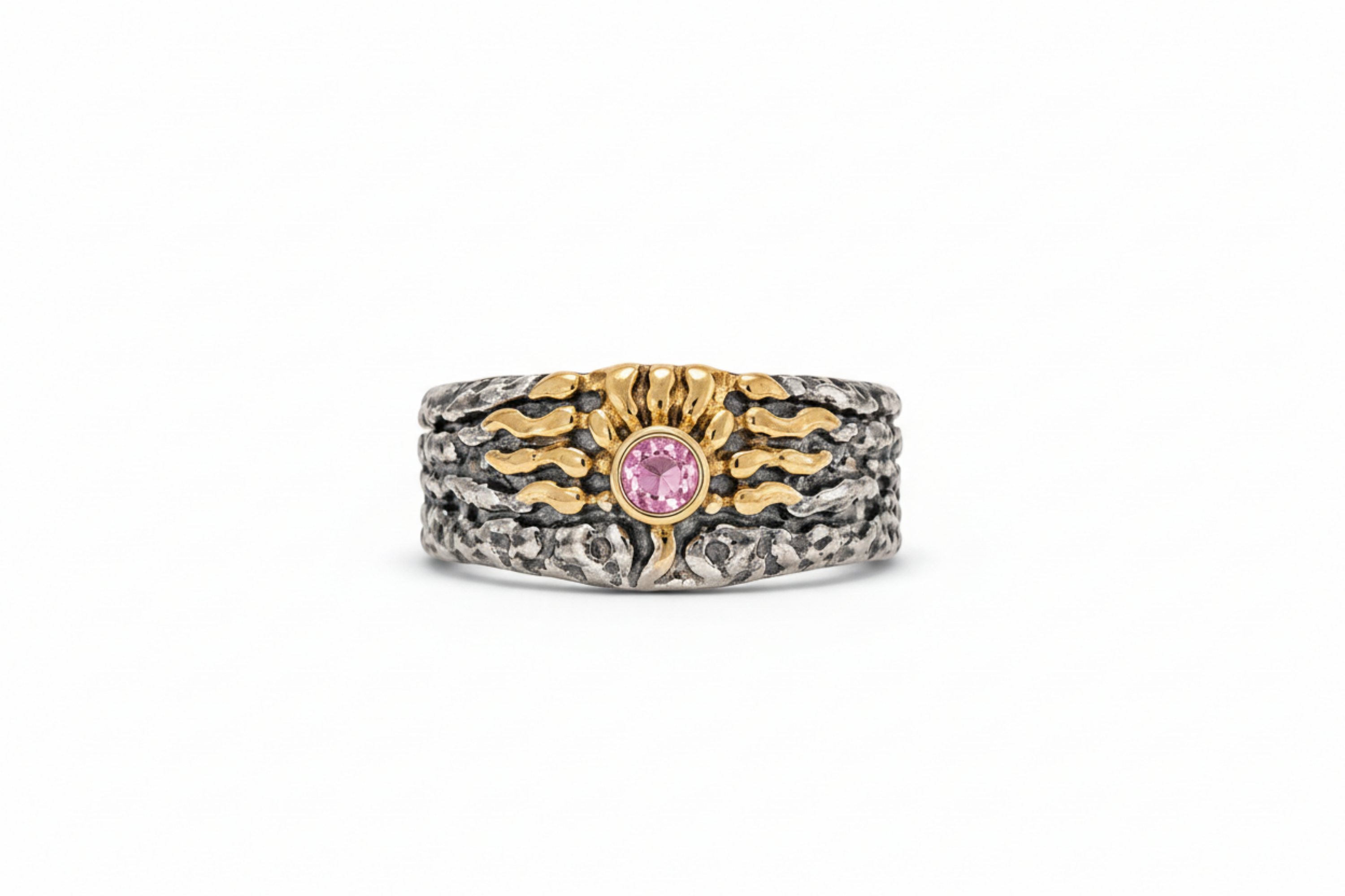 Pink Tourmaline Mixed Metal Ring