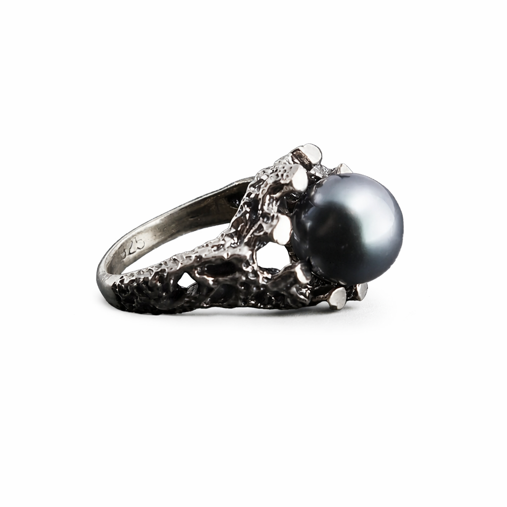 Sterling Silver Black Tahitian Pearl Ring