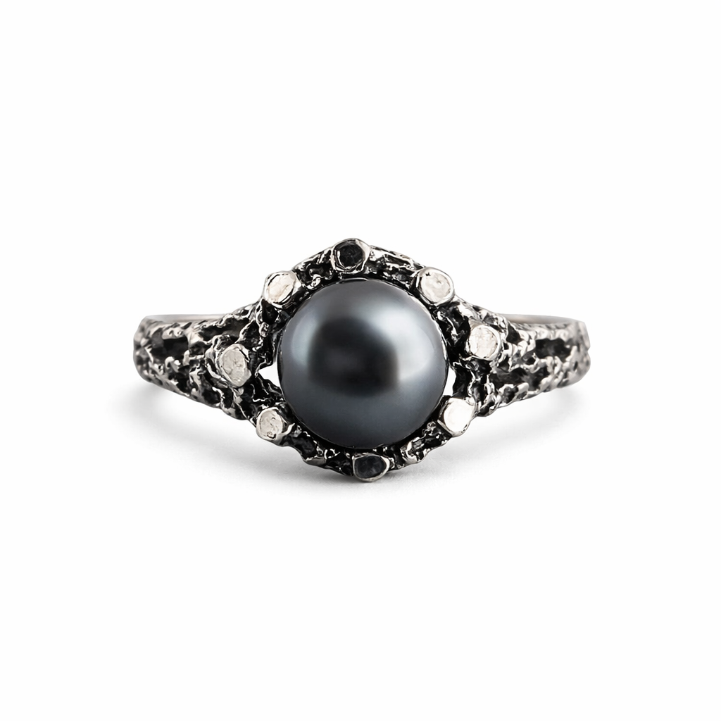 Sterling Silver Black Tahitian Pearl Ring