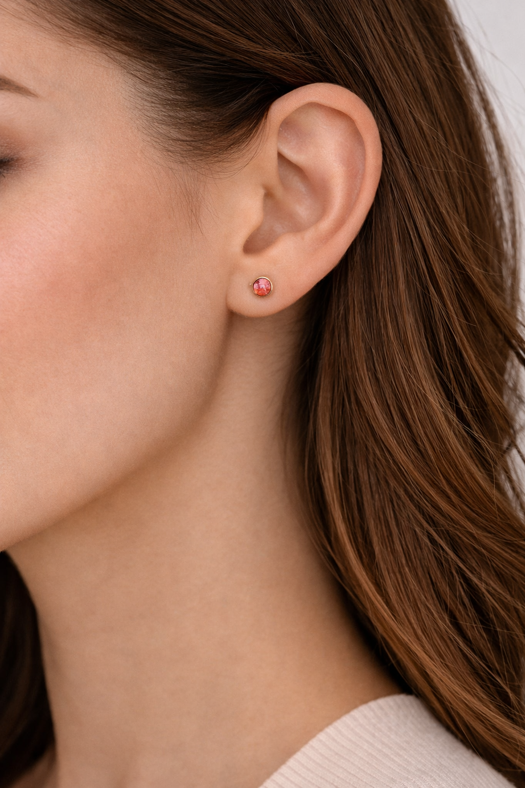 Gold-Filled Fire Opal Stud Earrings