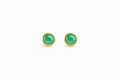 Gold-Filled Green Chalcedony Stud Earrings