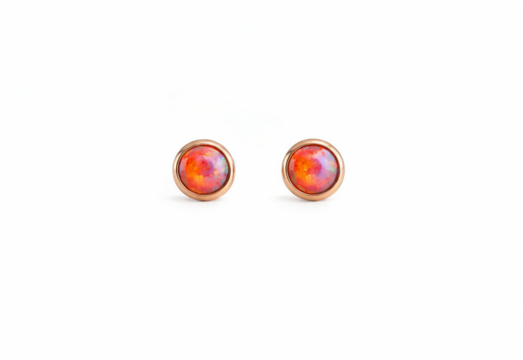 Gold-Filled Fire Opal Stud Earrings