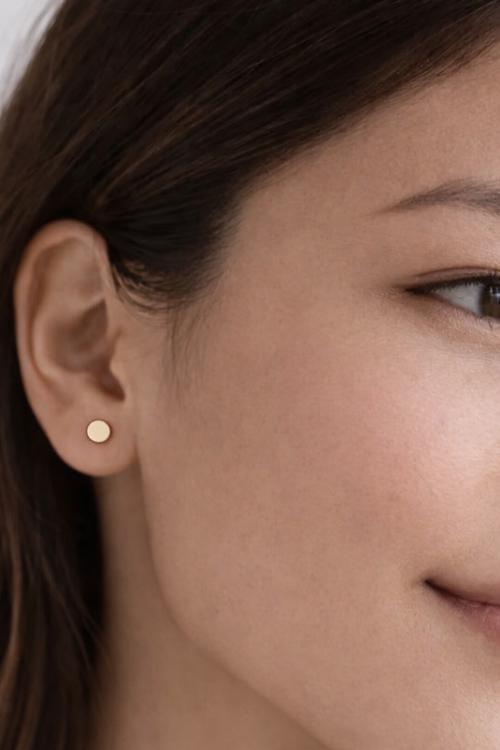 14k Solid Gold Shiny Stud Earrings