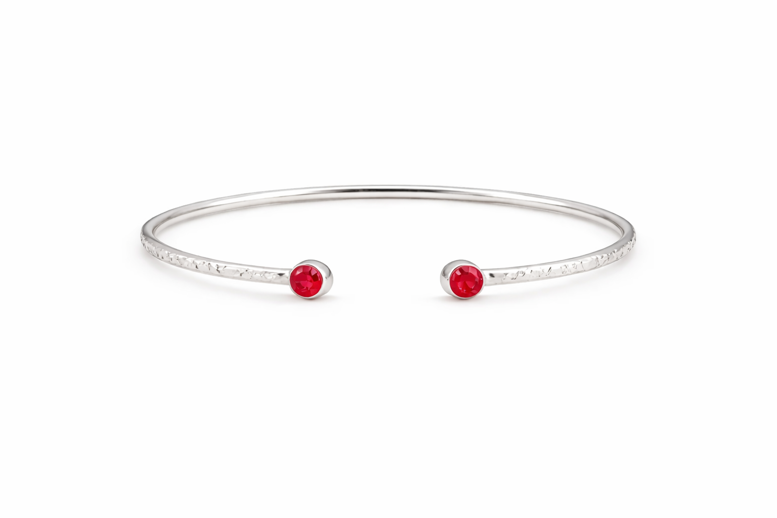 Ruby & Garnet Hammered Open Cuff Bracelet