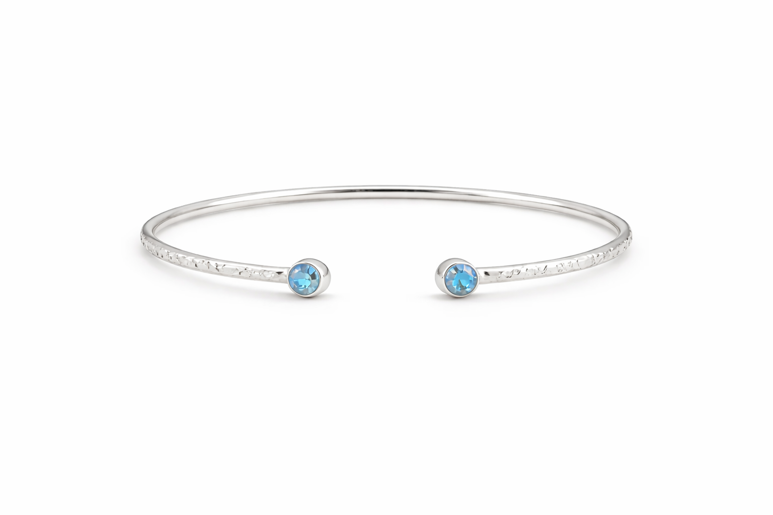 Aquamarine Silver Open Cuff Bracelet