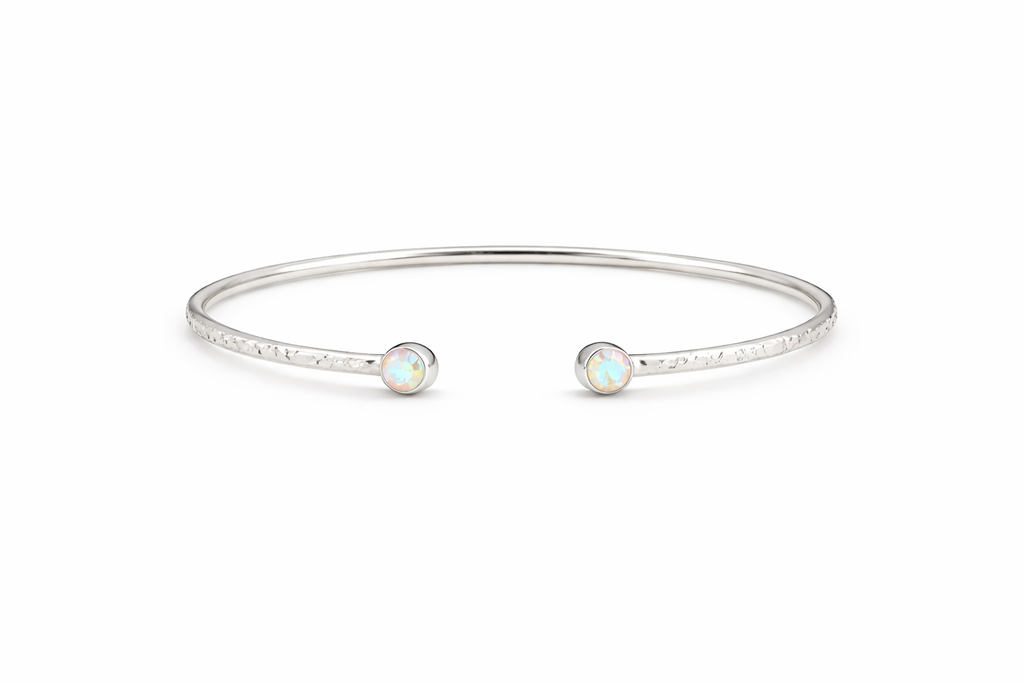 White Opal Open Cuff Bracelet