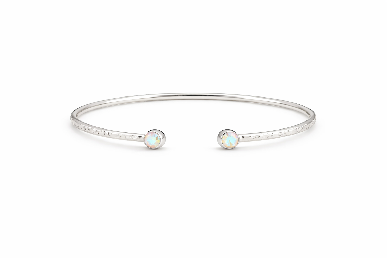 White Opal Open Cuff Bracelet