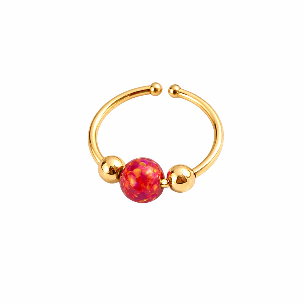 Red Opal Nose Hoop