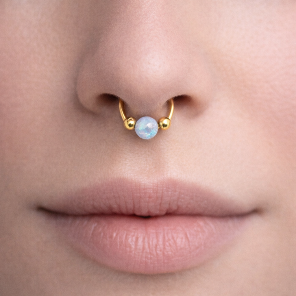 Light Blue Opal Nose Hoop