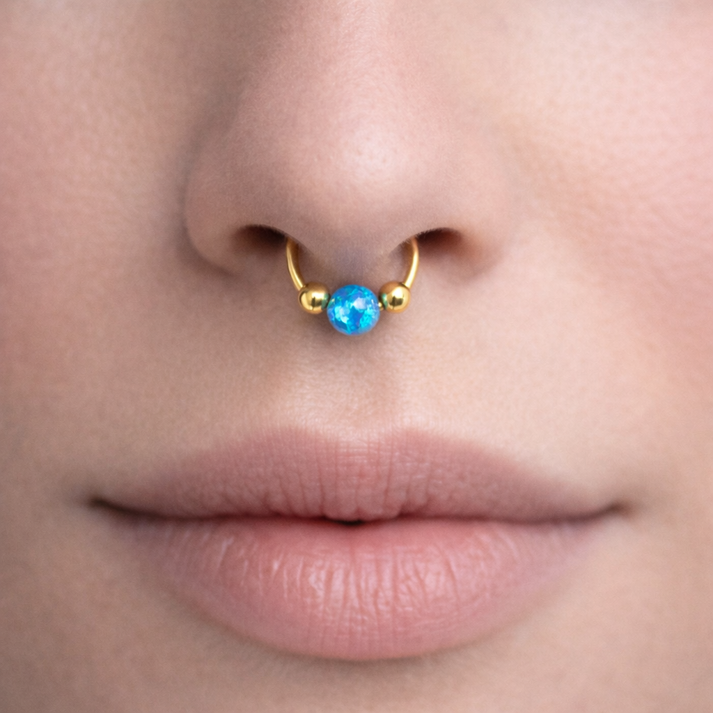 Blue Opal Nose Hoop