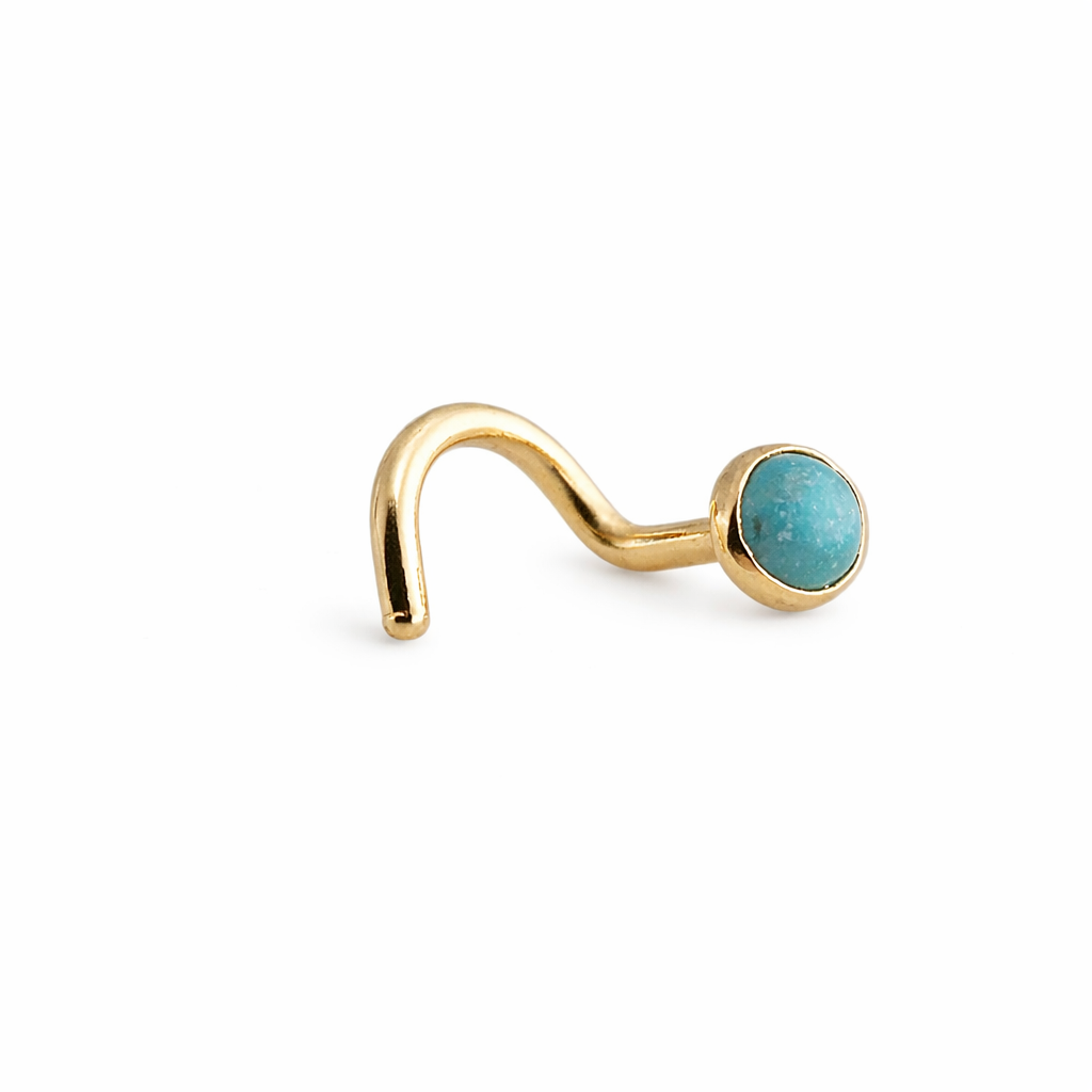 Gold-Filled Green Turquoise Opal Nose Screw