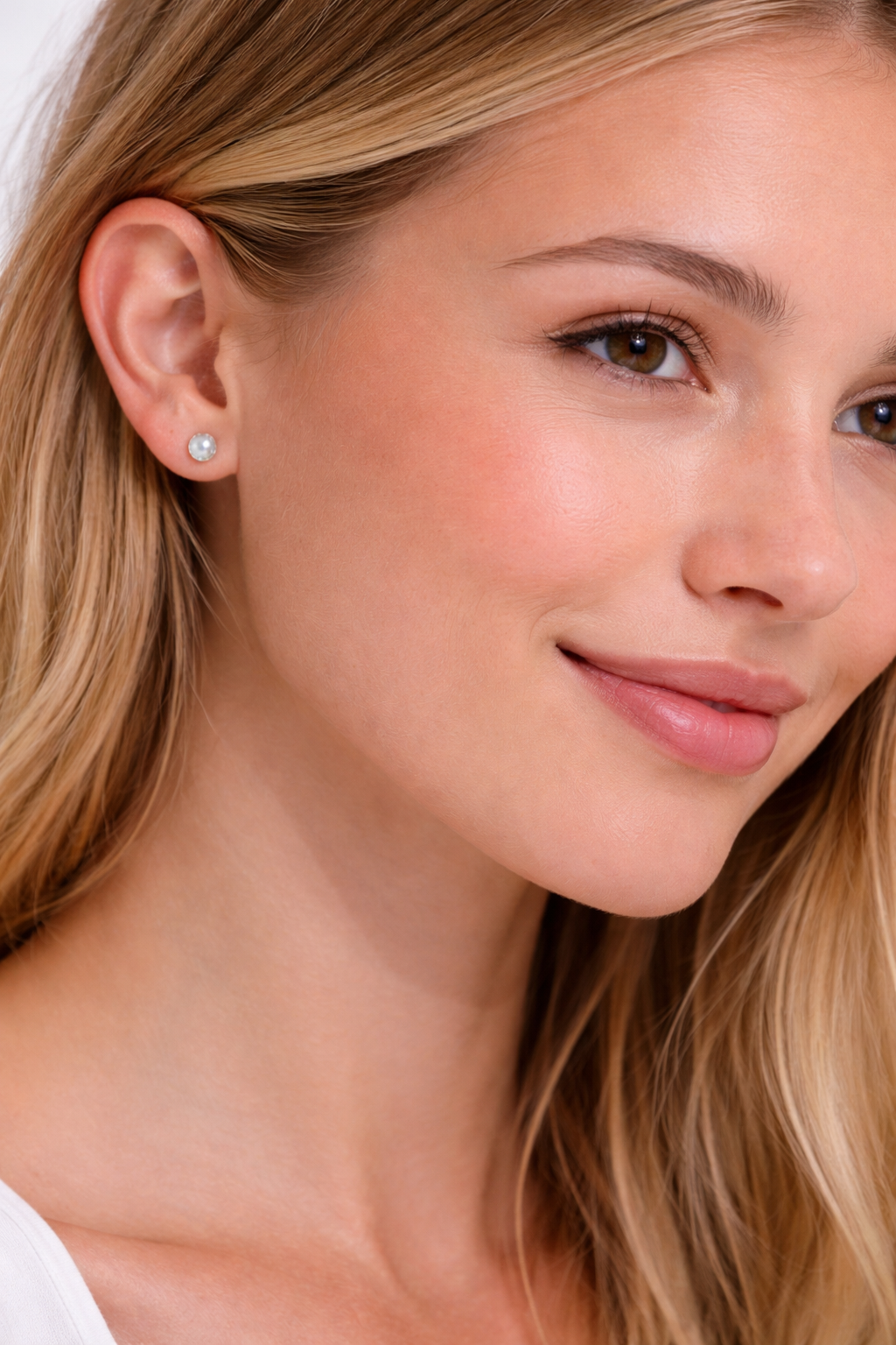 Sterling Silver White Opal Stud Earrings