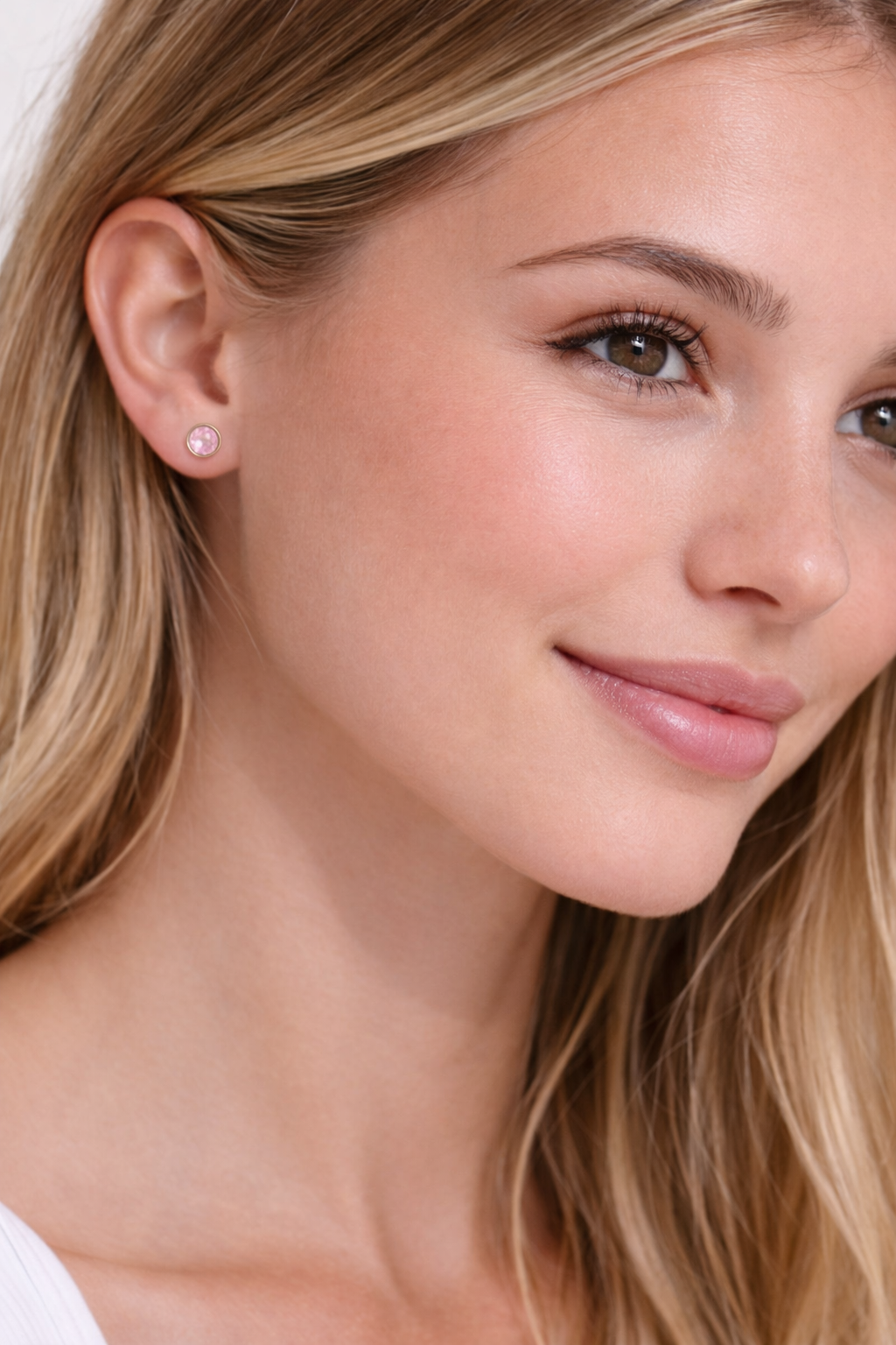 Sterling Silver Pink Opal Stud Earrings