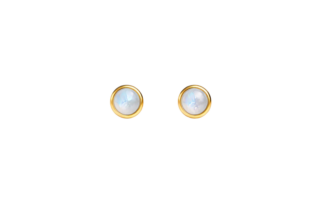 Gold-Filled Moonstone Stud Earrings