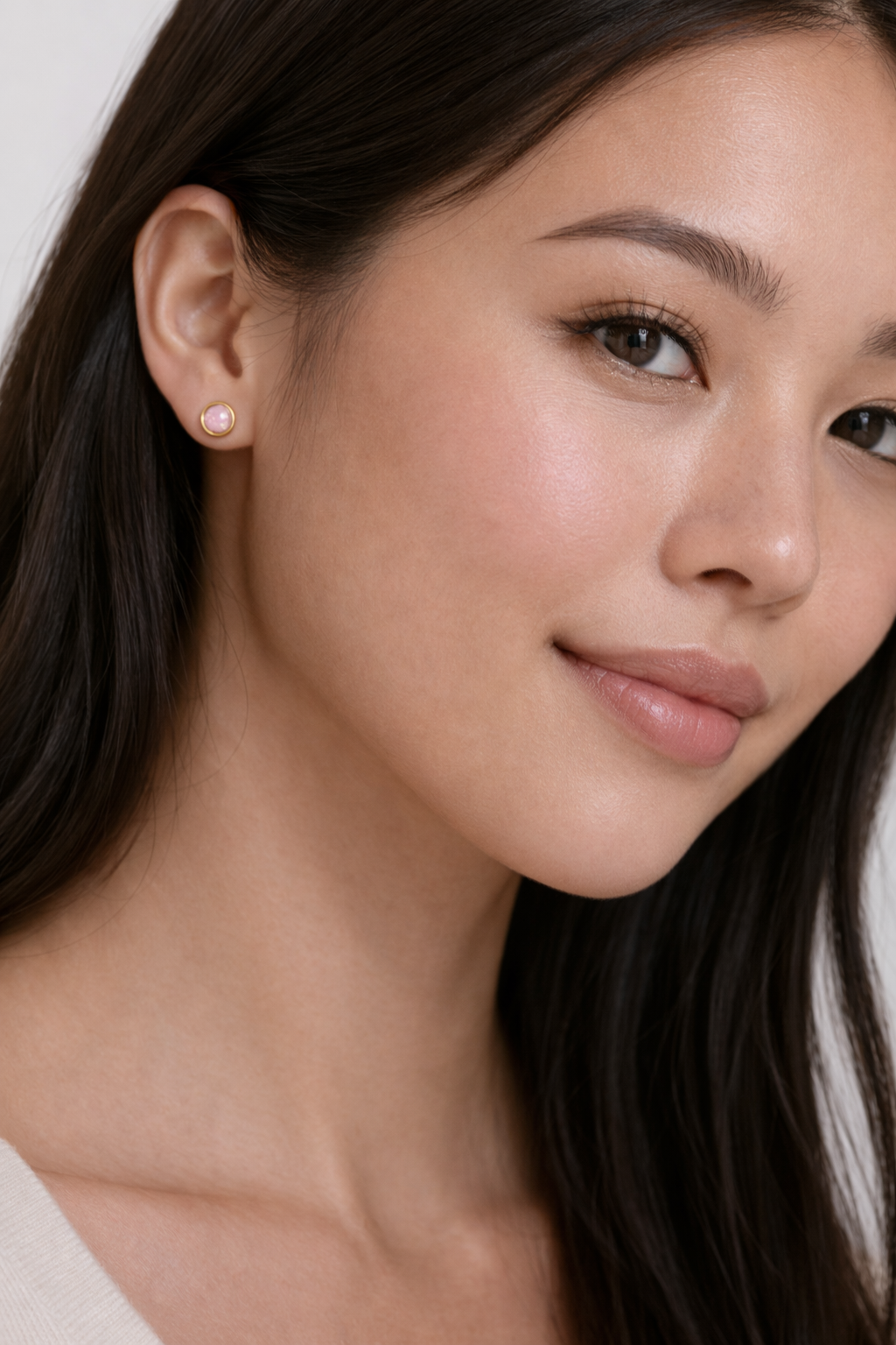 Gold-Filled Pink Chalcedony Stud Earrings