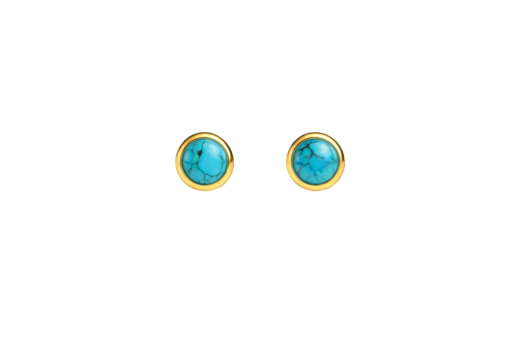 14k Gold Filled Turquoise Stud Earrings, 4 mm