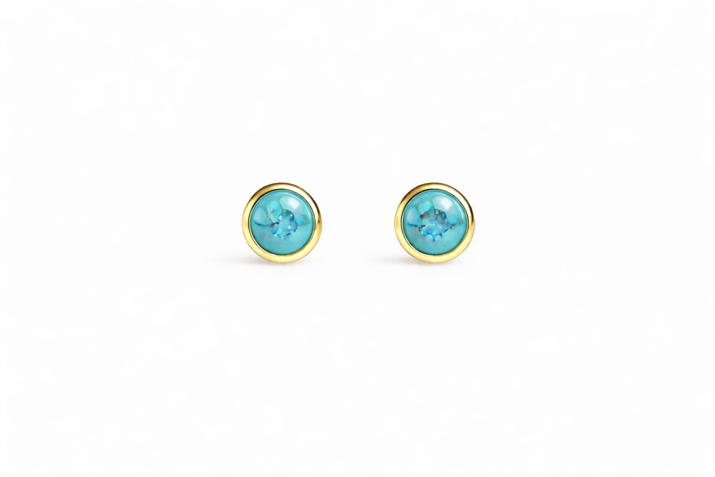 Gold-Filled Matte Turquoise Stud Earrings