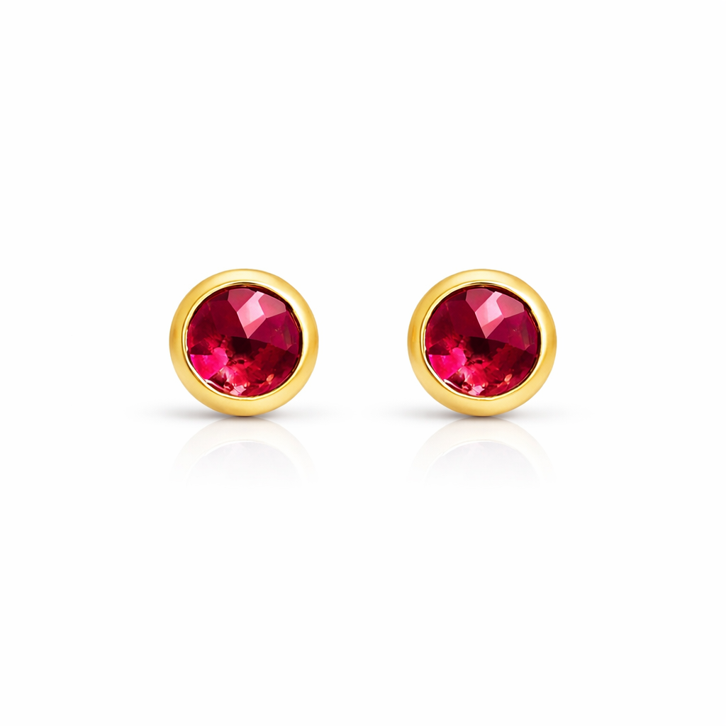 Solid Gold Ruby Stud Earrings