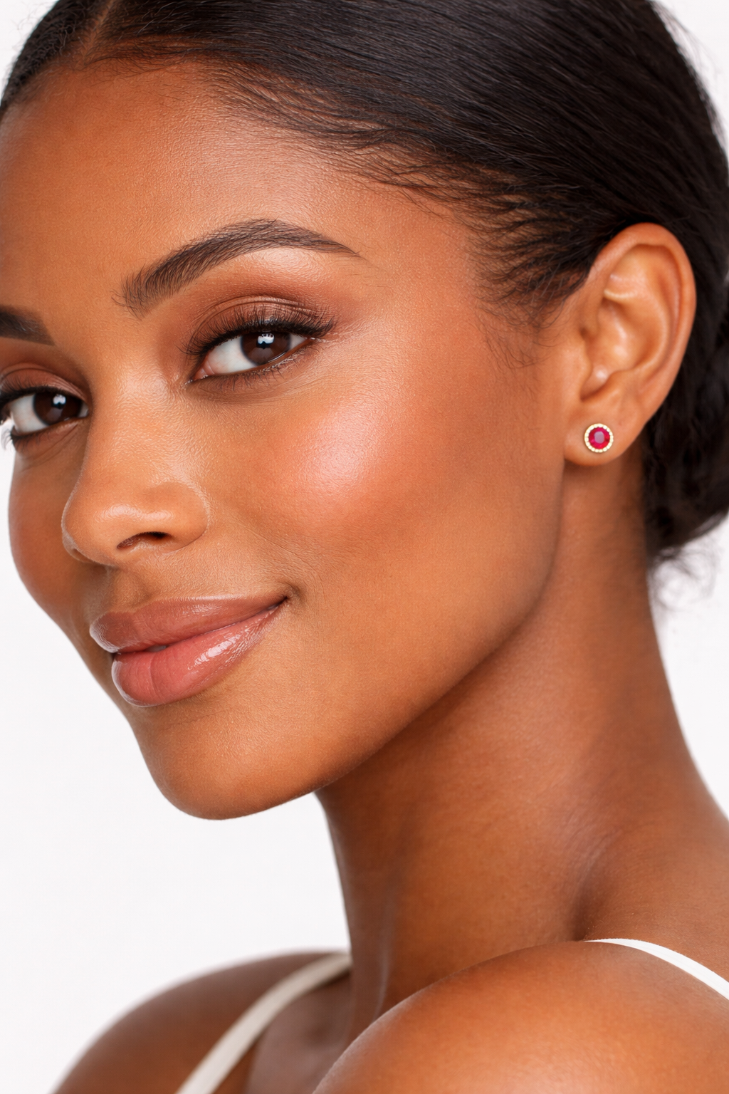 Solid Gold Ruby Stud Earrings