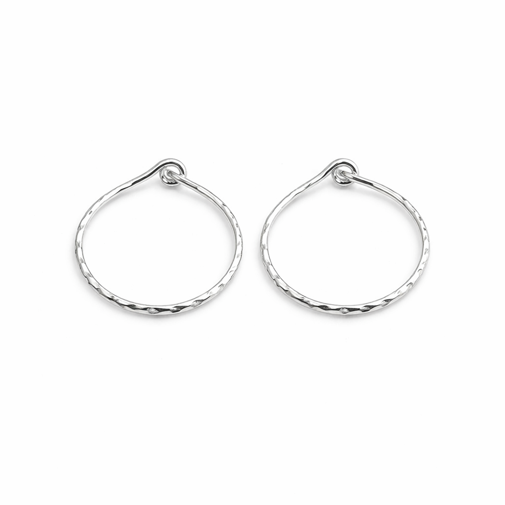 Sterling Silver Hammered Small Hoop Earrings
