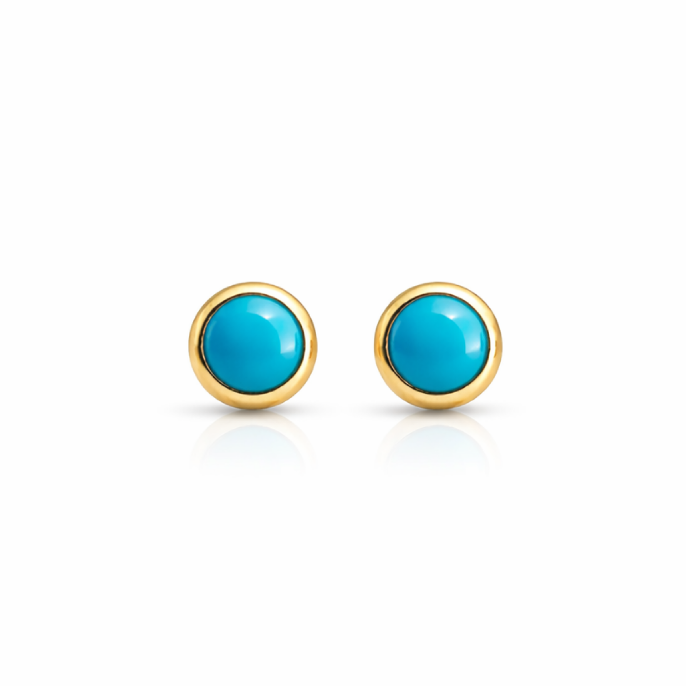 Solid Gold Sleeping Beauty Turquoise Stud Earrings