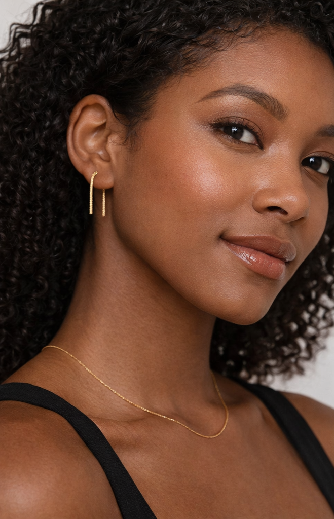 Mini Diamond Cut U Arc Earrings