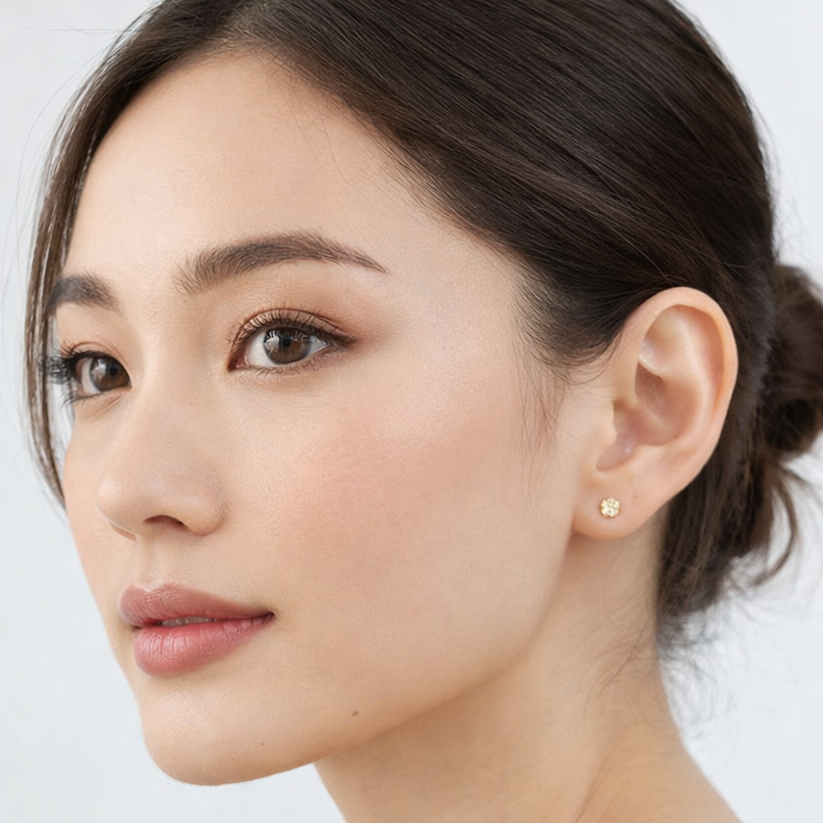 Solid Gold Hammered Stud Earrings