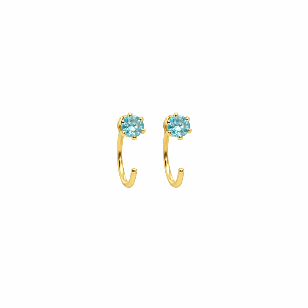 Aquamarine Half Hoop Earrings