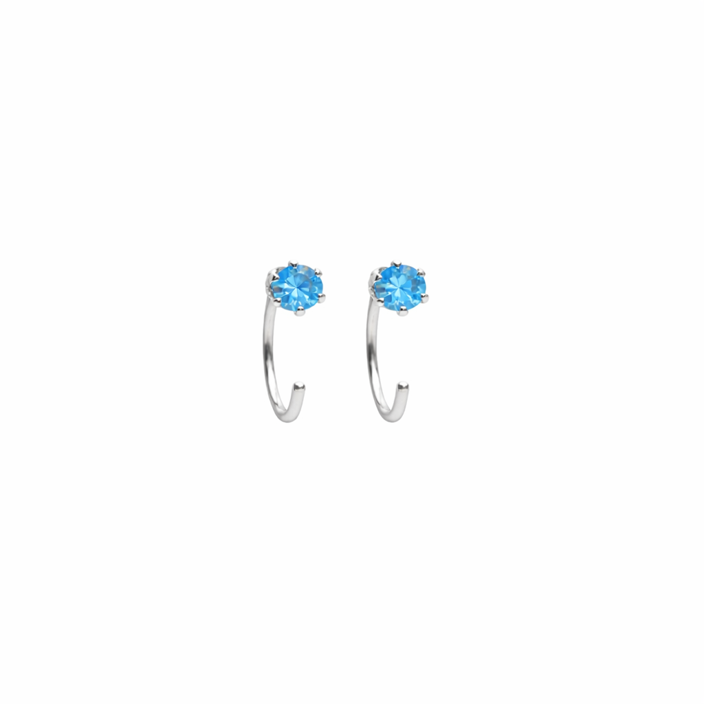 Swiss Blue Topaz Half Hoop Earrings