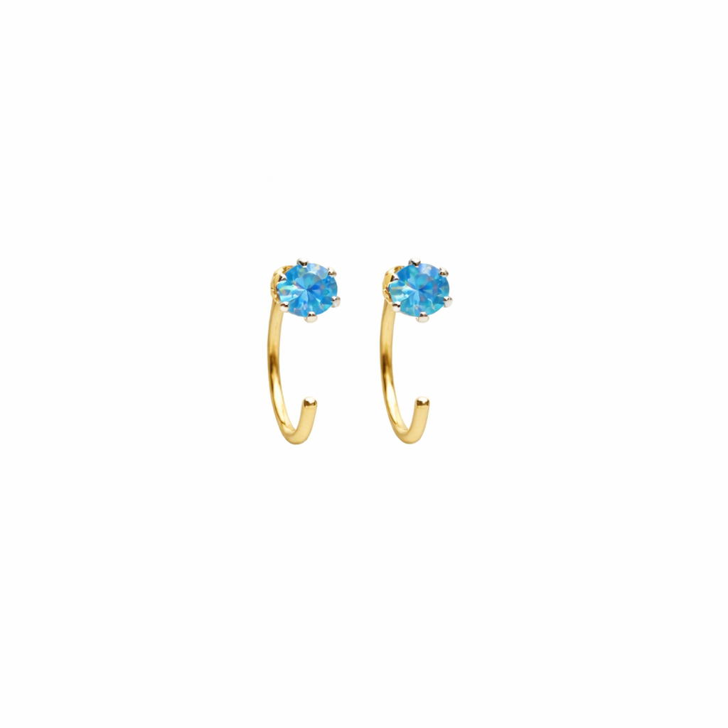 Swiss Blue Topaz Half Hoop Earrings