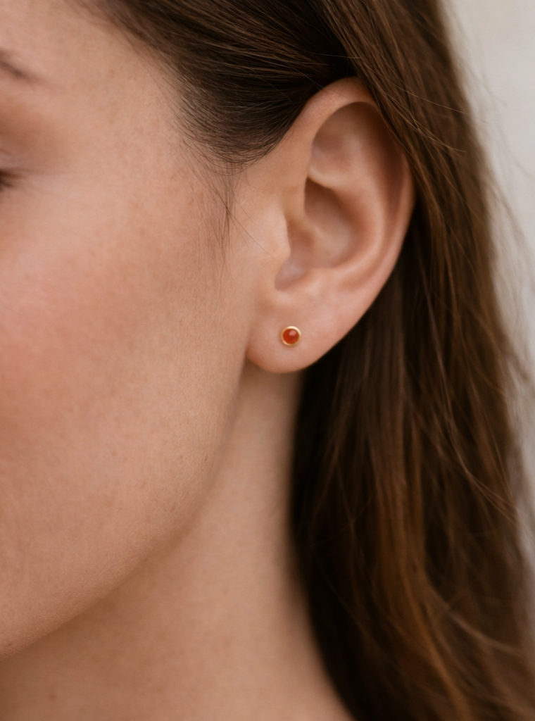 Gold Filled Carnelian Stud Earrings